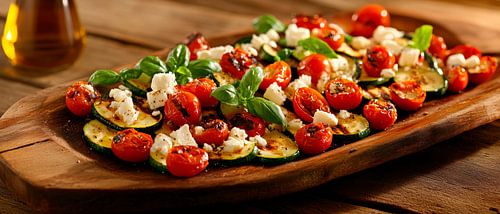 Gegrilde groenten met feta en basilicum