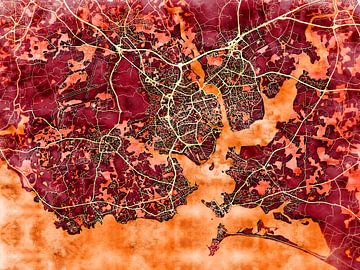 Kaart van Lorient in de stijl 'Amber Autumn' van Maporia