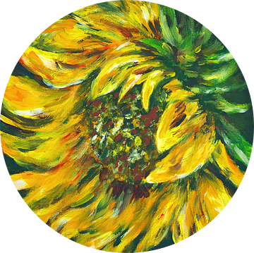 Goudgele zonnebloem. Handgeschilderd. van Ineke de Rijk