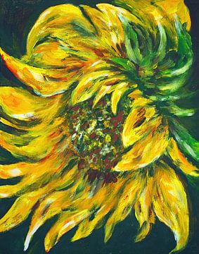 Goudgele zonnebloem. Handgeschilderd. van Ineke de Rijk