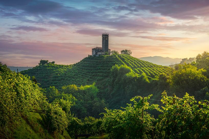 Collines du Prosecco, vignobles et église de San Lorenzo par Stefano Orazzini