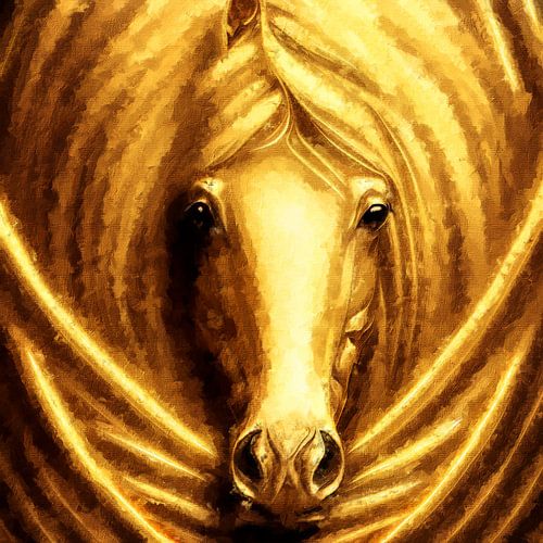 Horse head (art, gold series)