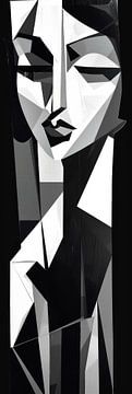 Abstract portret van een vrouw in zwart-wit van Poster Art Shop