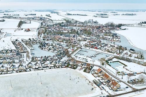 Aerial photograph of Blokzijl in winter with the ice rink open. by Johan Kalthof
