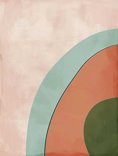 Arcs organiques en vert saie et rose pêche | Art abstrait Japandi