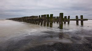 Pfahlkopf im Meer bei Westkapelle - Langzeitexposition der niederländischen Küste