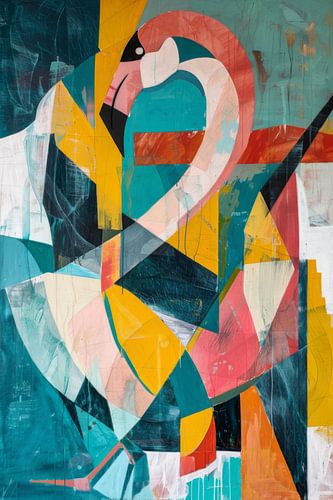 Flamingo abstracte kunst