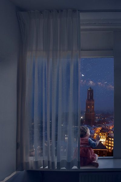 Magical Image Manipulation of Utrecht by Night: Enchanting Children's Room Decoration by Elianne van Turennout