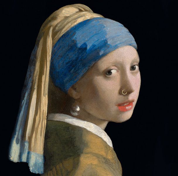 Meisje met de parel en gouden neusring van Digital Art Studio