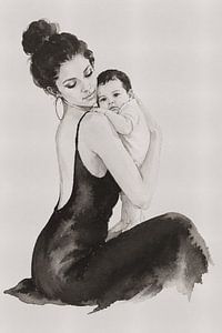 Tender Ink – Porträt von Mutter und Kind in ostindischer Tinte