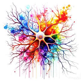 A composition of neurons in watercolour harmony
