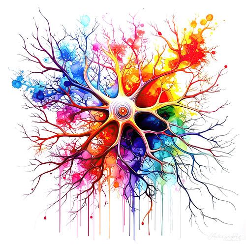 Composition de neurones dans une harmonie aquarellée
