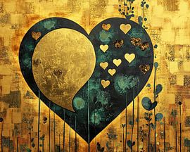 Heart motif | Abstract Heart with Gilded Details by Modern Collection