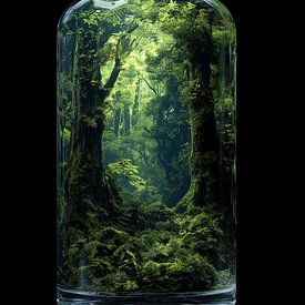 Green forest in a glass bottle by TheXclusive Art