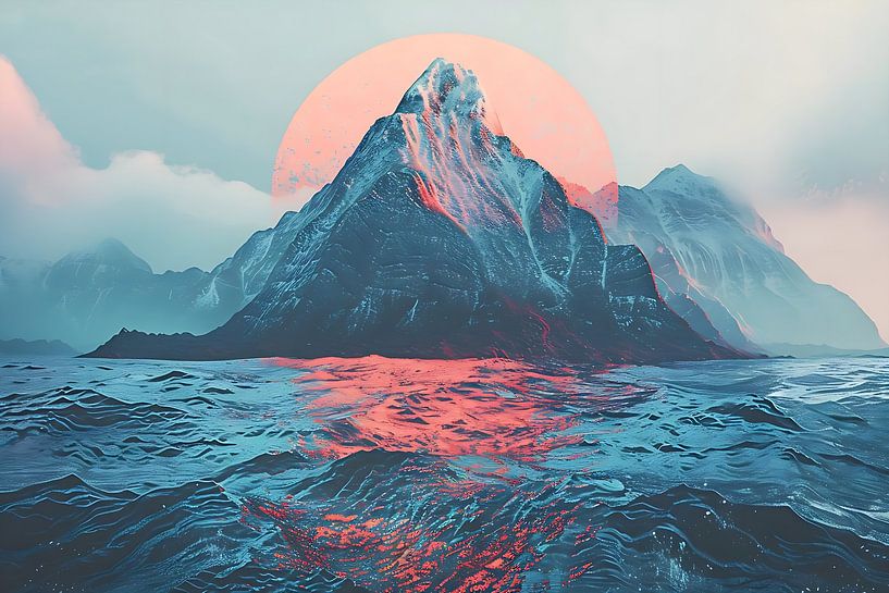Ein Synthwave-Ambrotyp-Berg von PixelPrestige