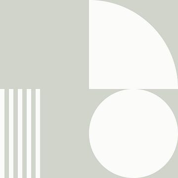 Moderne abstracte geometrische kunst in saliegroen en gebroken wit nr. 8 van Dina Dankers