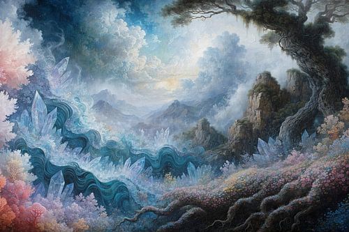 Een dromerig landschap in pasteltinten
