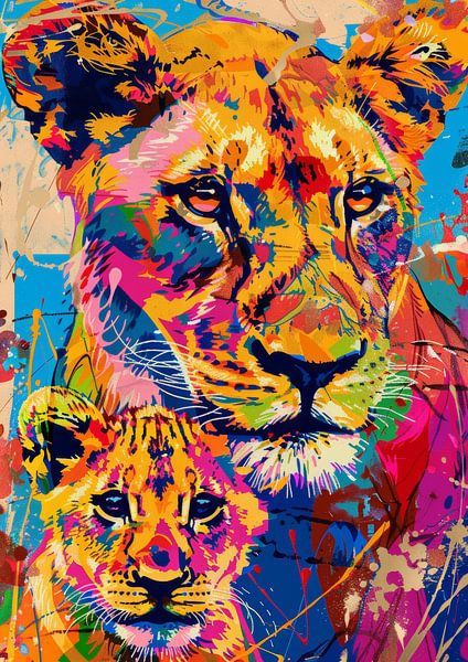 Löwin mit Baby von Lufy