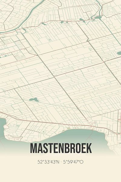 Carte ancienne de Mastenbroek (Overijssel) par Affiches de lieux