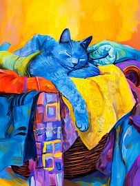 Cat Sleeping in Laundry Pile