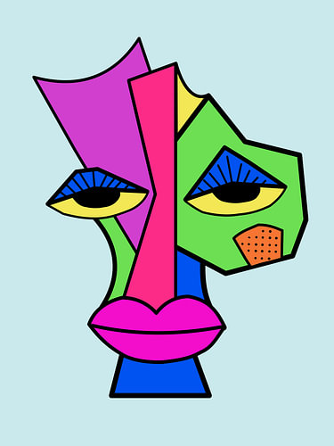 Colour Pop – Kleurrijk Abstract Vrouwenhoofd met Geometrische Vormen | Pop Art Kunst