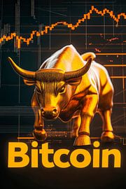 Golden Bull and Bitcoin chart by Poster Art Shop