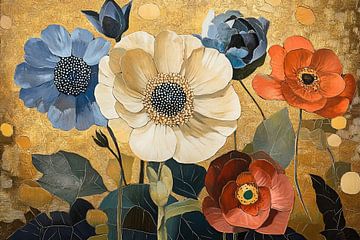 Bloemen Goud | Vibrant Petal Symphony van De Mooiste Kunst