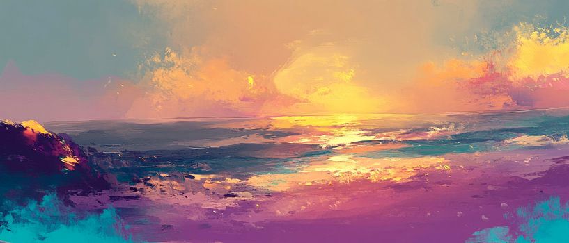 Coucher de soleil coloré sur la mer par Poster Art Shop