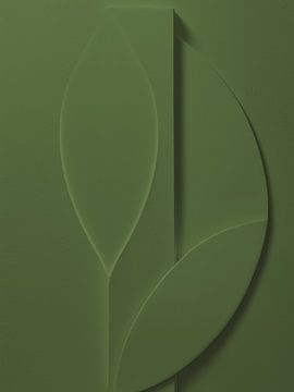 Minimalistische 3D Kunst -  Warm Olijfgroen van STUDIO MINIMAL ART