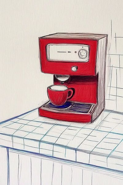 Machine à café rouge par Franka Poulain