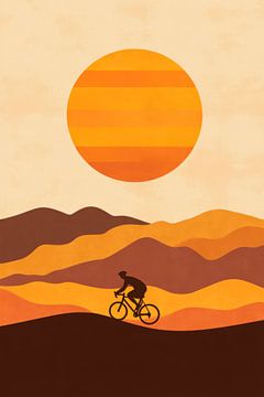 Fietsen bij zonsondergang van Poster Art Shop