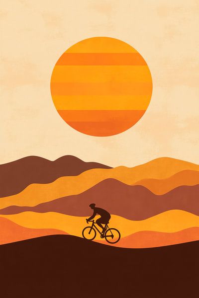 Cycling at sunset by Poster Art Shop