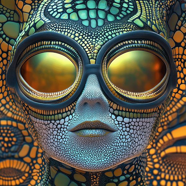 Alien with reptile skin by Ton Kuijpers
