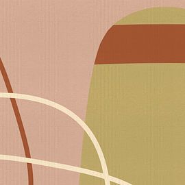 Moderne abstracte lijnen in goud, roze, wit en terracotta V van Dina Dankers