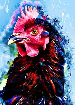 Haan vogel aquarel kunst #rooster van JBJart Justyna Jaszke