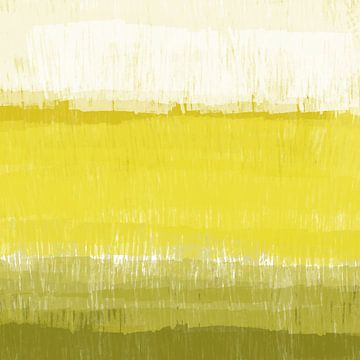 Kleurrijke huiscollectie. Abstract landschap in groen, geel, wit. van Dina Dankers