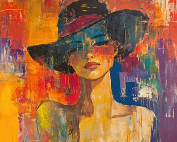 Vrouw met Hoed | Abstracte Vrouw met Hoed van Kunst Kriebels