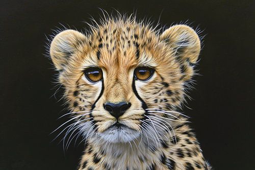 Realistisch schilderij van jonge cheeta