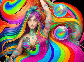 Die Frau mit den Tattoos im Gesicht III von DeVerviersBelgium