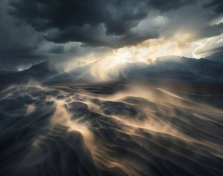 Gouden reflecties in het zand van fernlichtsicht