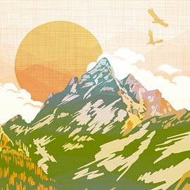 Berglandschaft mit Sonnenaufgang