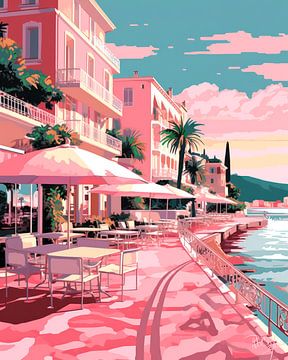 Illustratie van een zomergevoel in St Tropez II van René van den Berg
