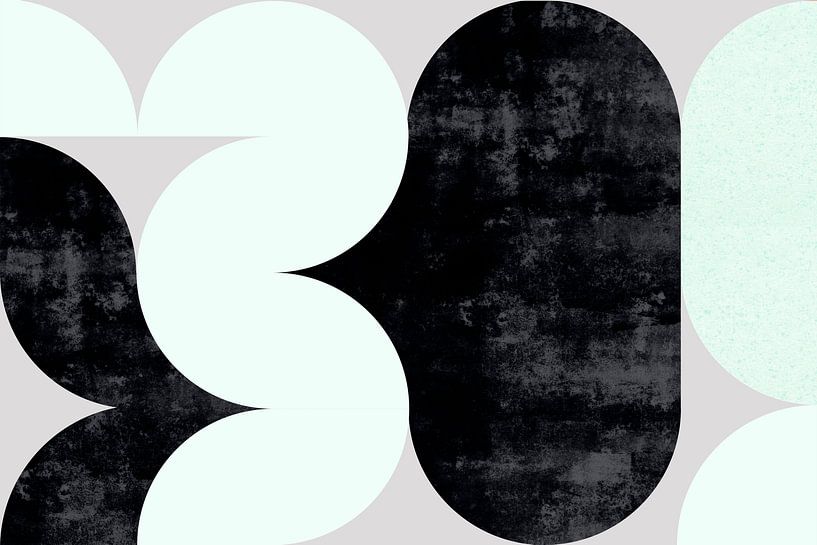 Mid-Century Bauhaus Arcs Arrondi Organique Vintage Géométries Abstraction par Mad Dog Art