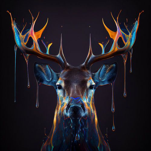 Kleurrijke illustratie van een majestueus hert