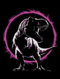 Kühne T-Rex-Silhouette mit Neonring