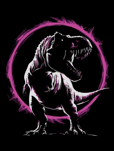 Kühne T-Rex-Silhouette mit Neonring von Ramy Salah Hefny