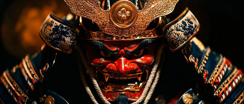 Samurai mask in vibrant colours by Poster Art Shop