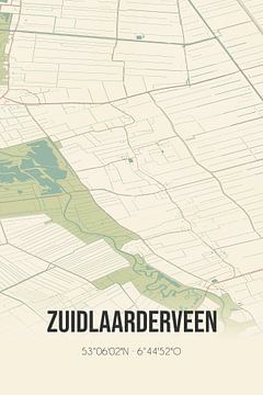 Vintage landkaart van Zuidlaarderveen (Drenthe) van Rezona