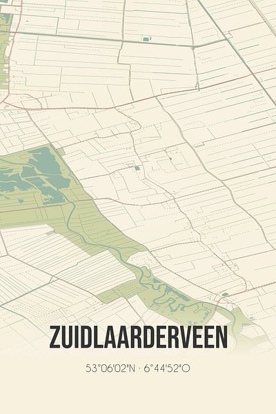 Alte Landkarte von Zuidlaarderveen (Drenthe) von Ortsdrucke