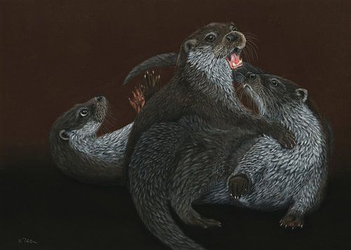 Frères et sœurs jouant sur Helga Pohlen - ThingArt